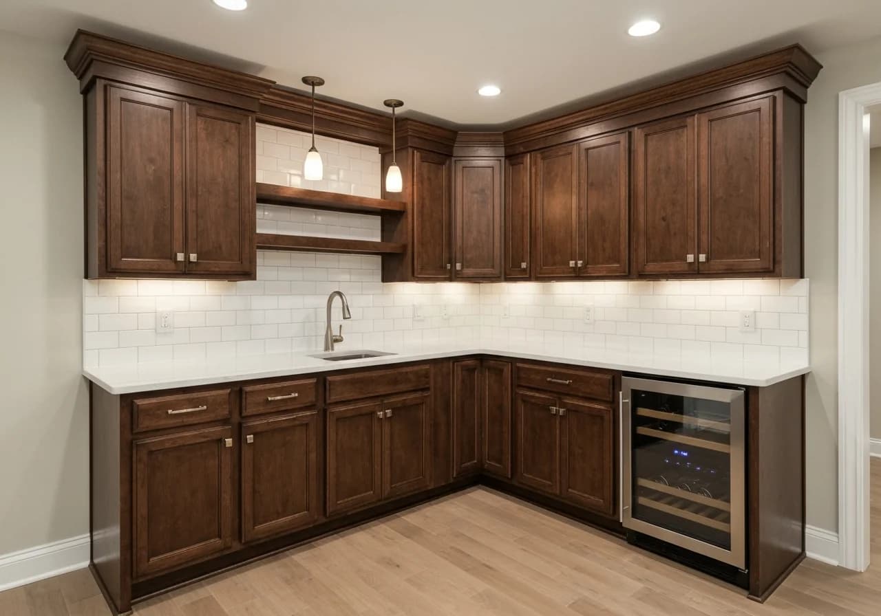 Wet bar in finished Denver basement