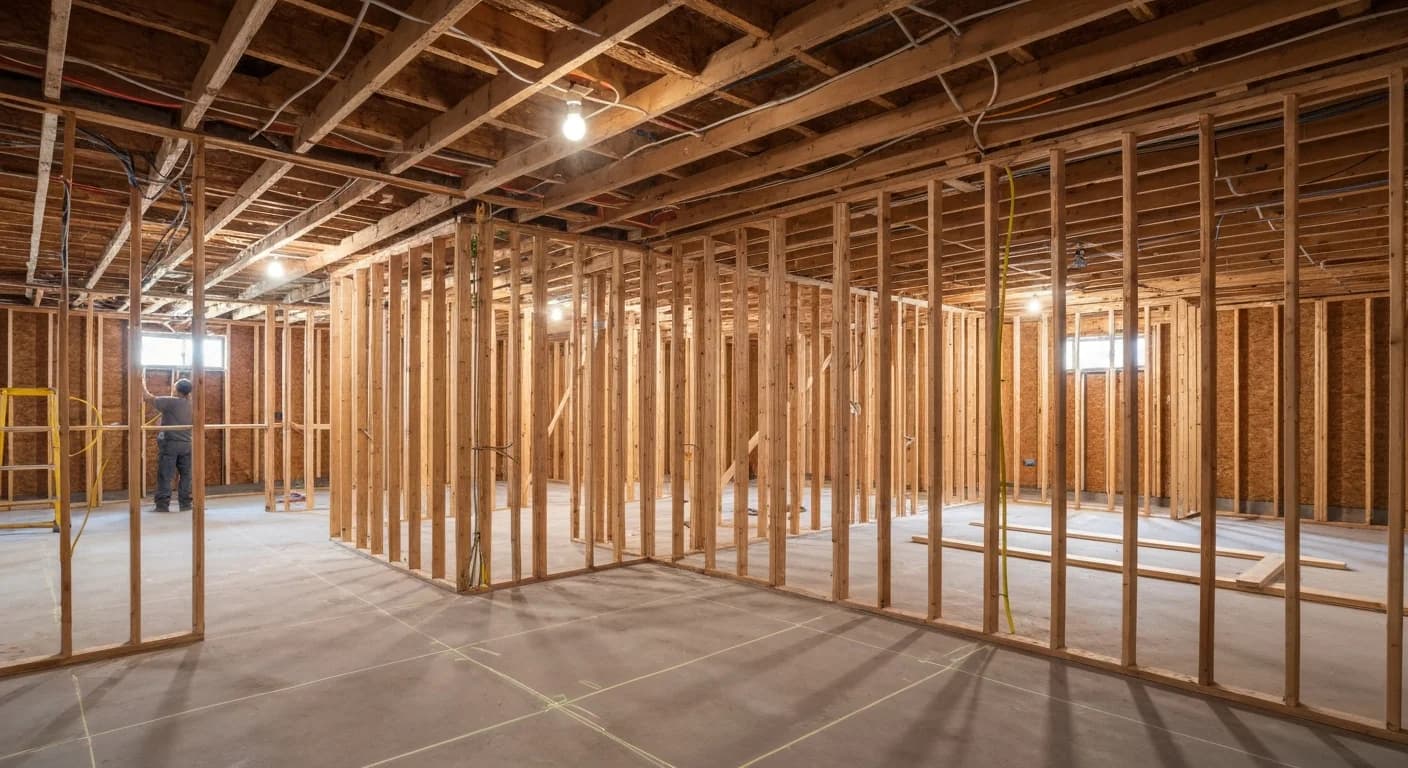 Basement framing in progress Denver