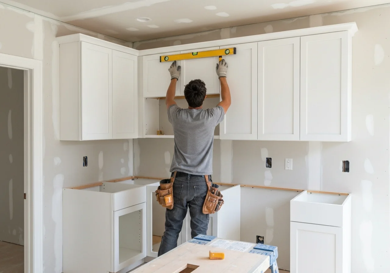 Cabinet installation in Denver kitchen