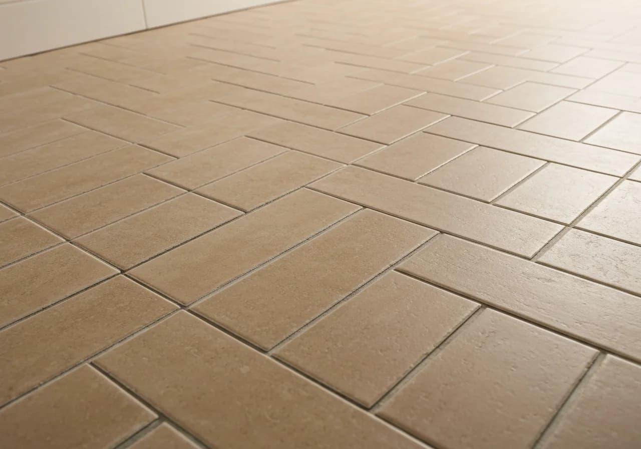Herringbone tile floor bathroom Denver