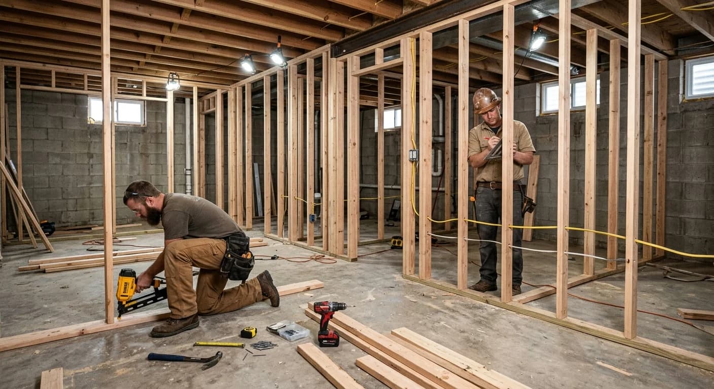 Basement framing in progress Denver