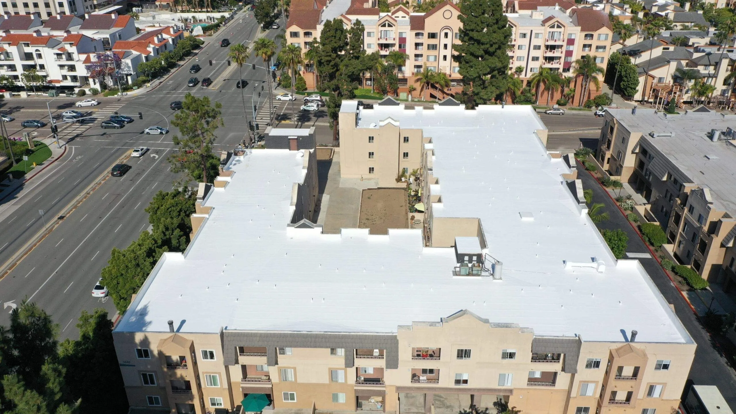 Aerial view of Peak Roofers project
